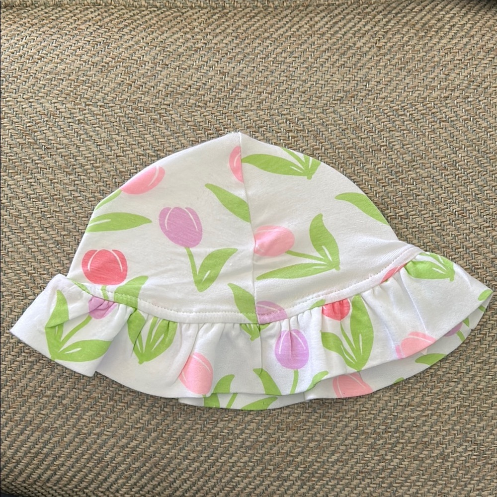 Floral Kids Sun Hat - White and Pink